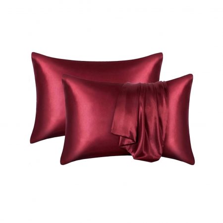Satin Silk Pillowcase - Deep Red