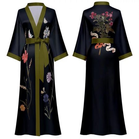 Ladies Kimono Dressing Gown Long Soft Satin Robe