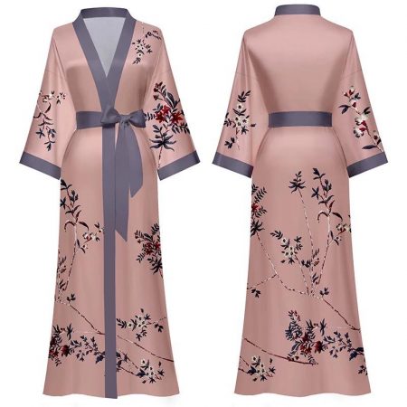Ladies Kimono Dressing Gown Long Soft Satin Robe